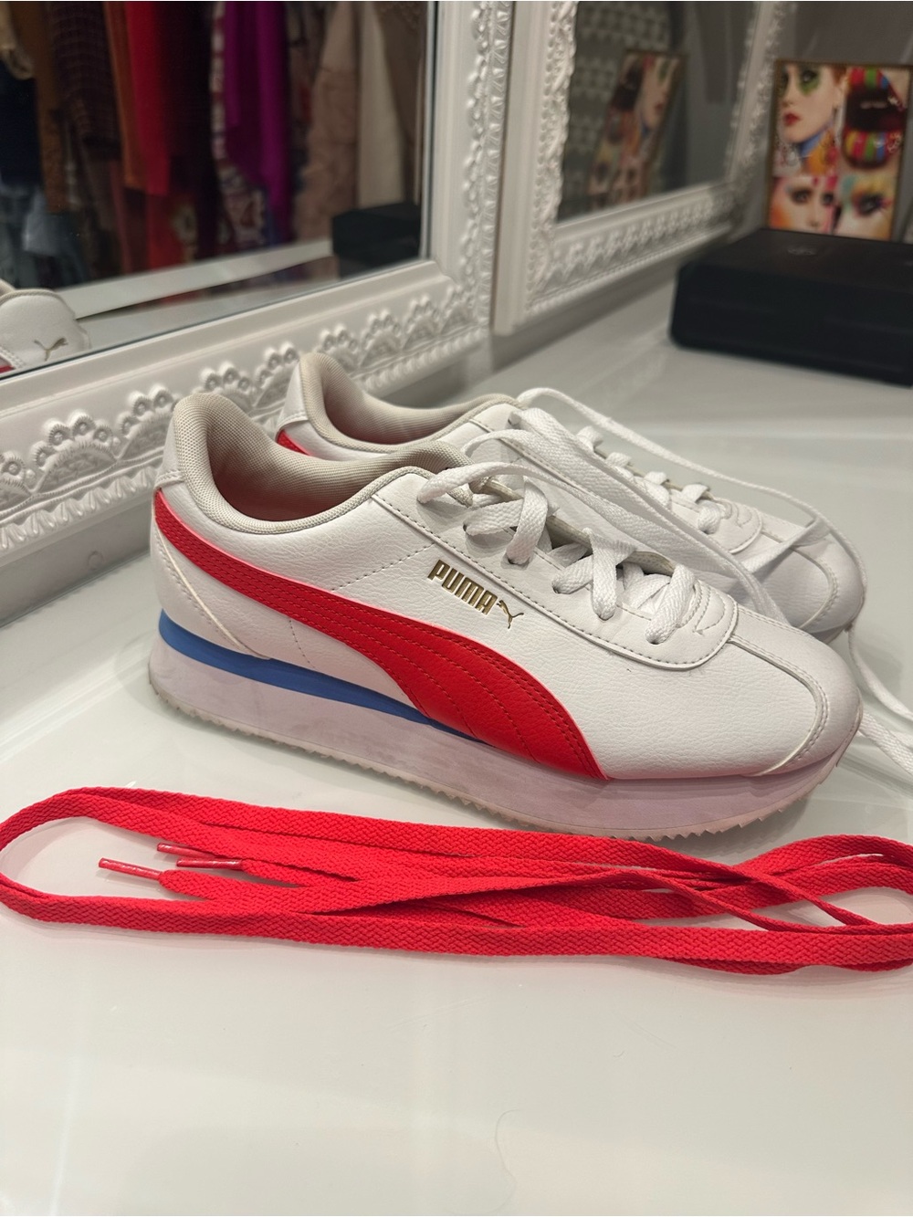 Puma Women’s White/Red/Blue Sneakers